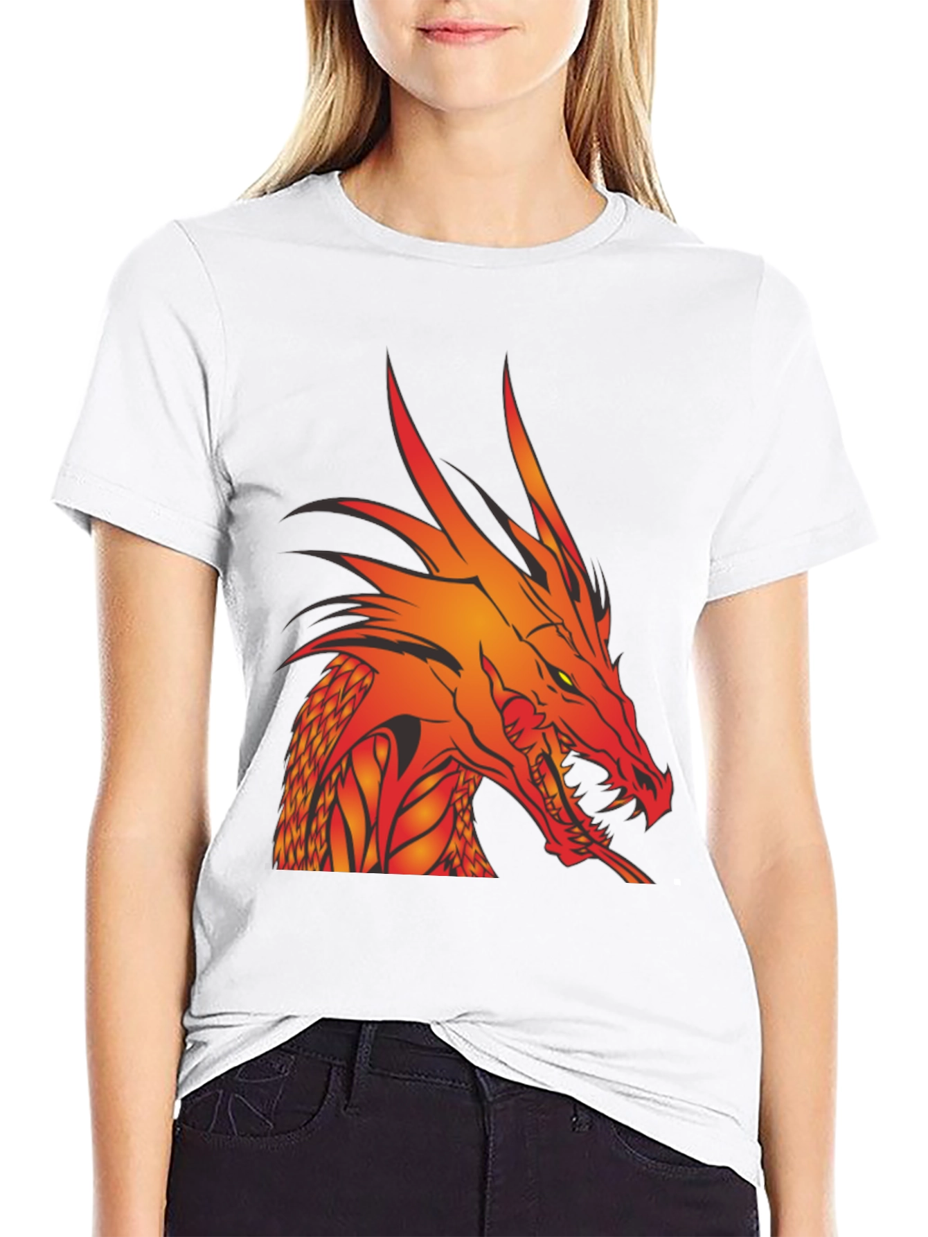 Fiery Dragon Graphic T-Shirt - Bold Black Tee