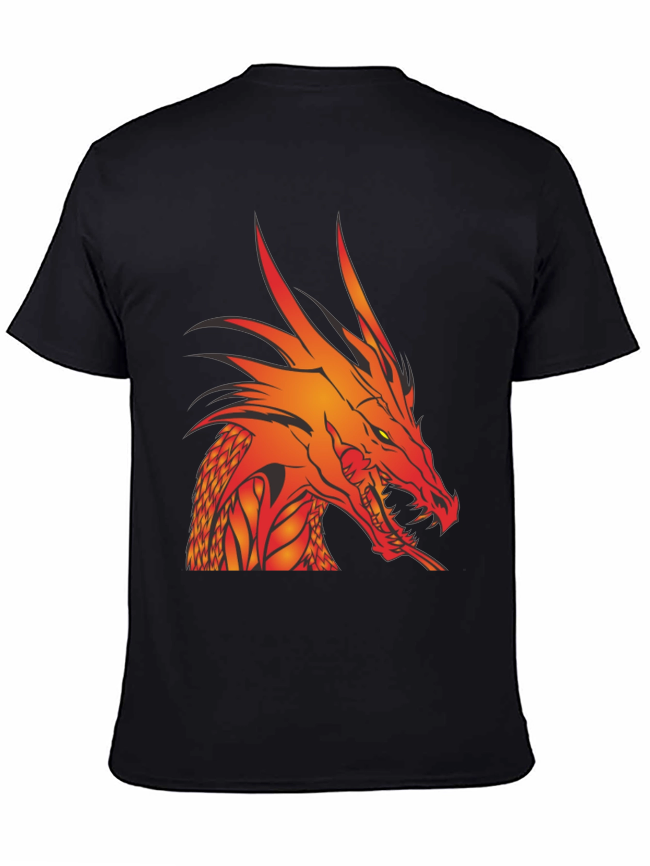 Fiery Dragon Graphic T-Shirt - Bold Black Tee