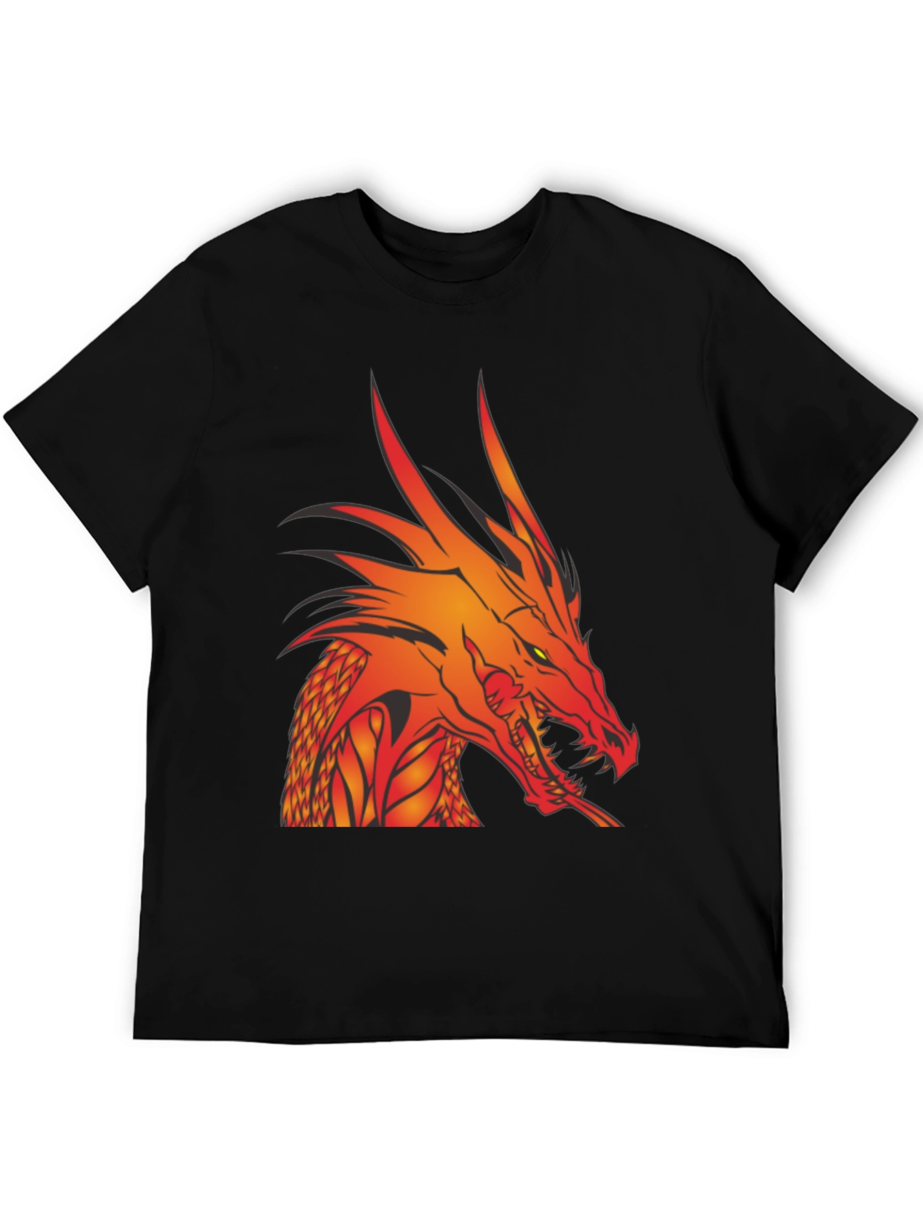 Fiery Dragon Graphic T-Shirt - Bold Black Tee