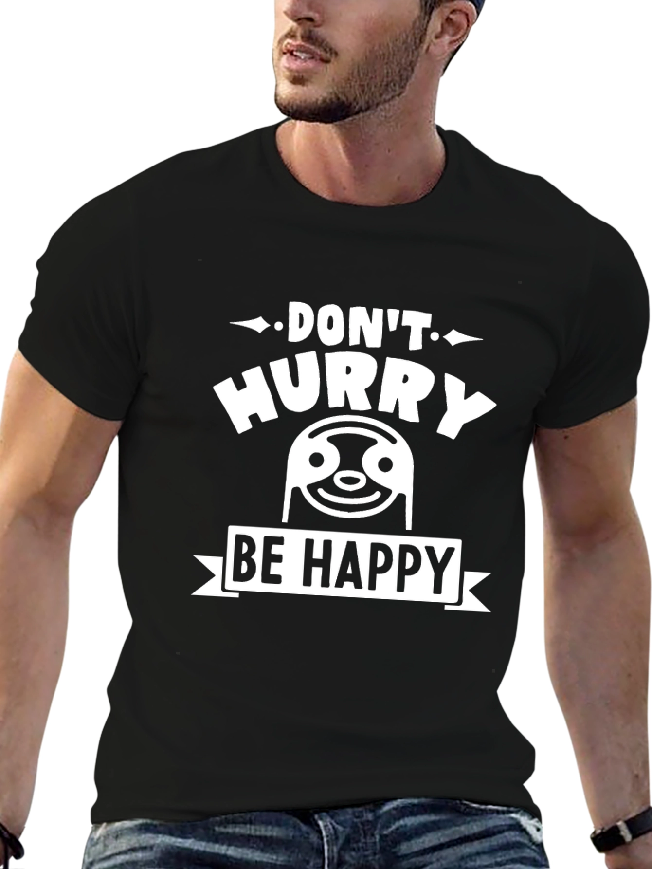 Dont Hurry Be Happy Sloth Graphic Tee