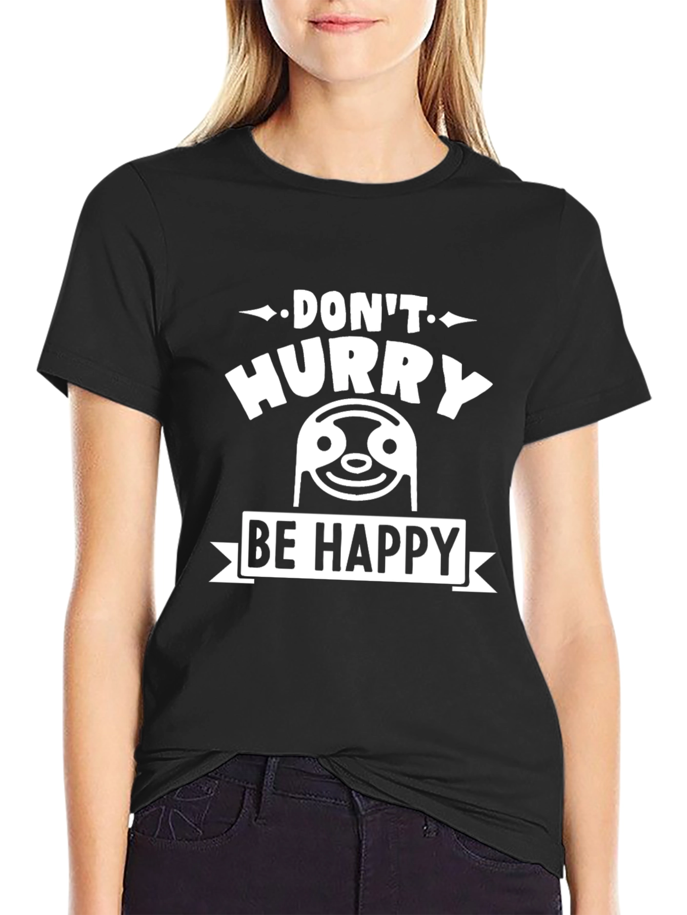 Dont Hurry Be Happy Sloth Graphic Tee