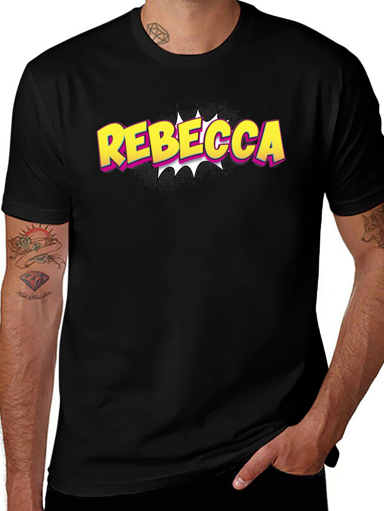 Rebecca Comic Style Black T-Shirt