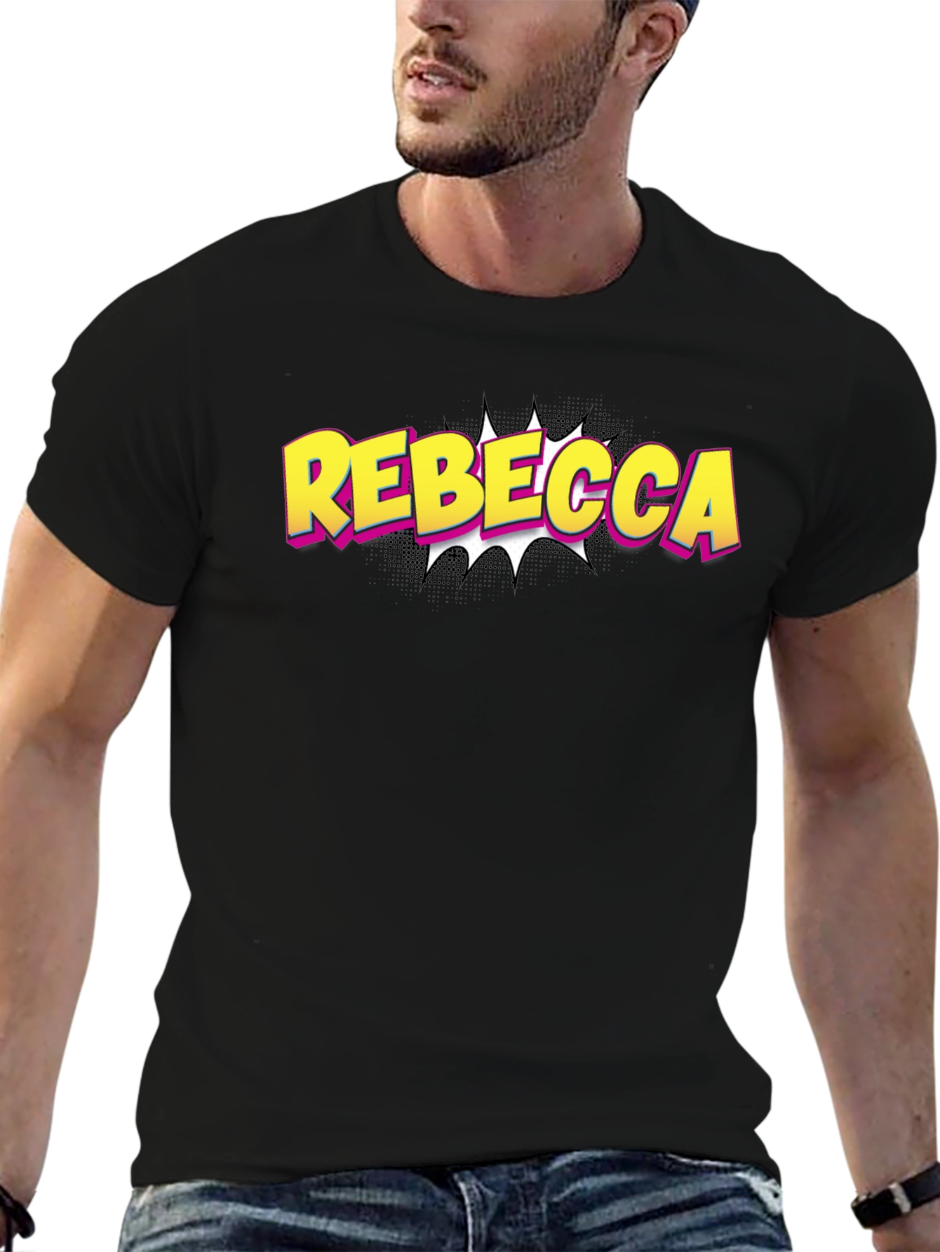 Rebecca Comic Style Black T-Shirt