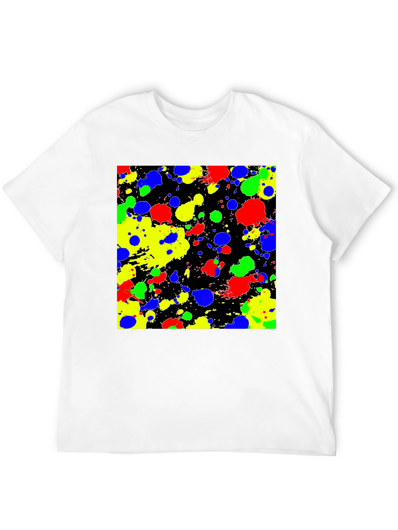 Abstract Splatter Print Black T-Shirt