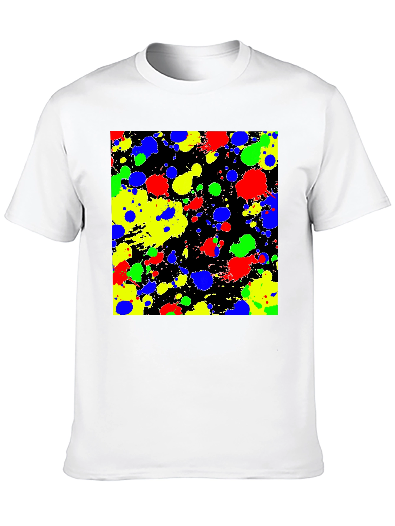 Abstract Splatter Print Black T-Shirt