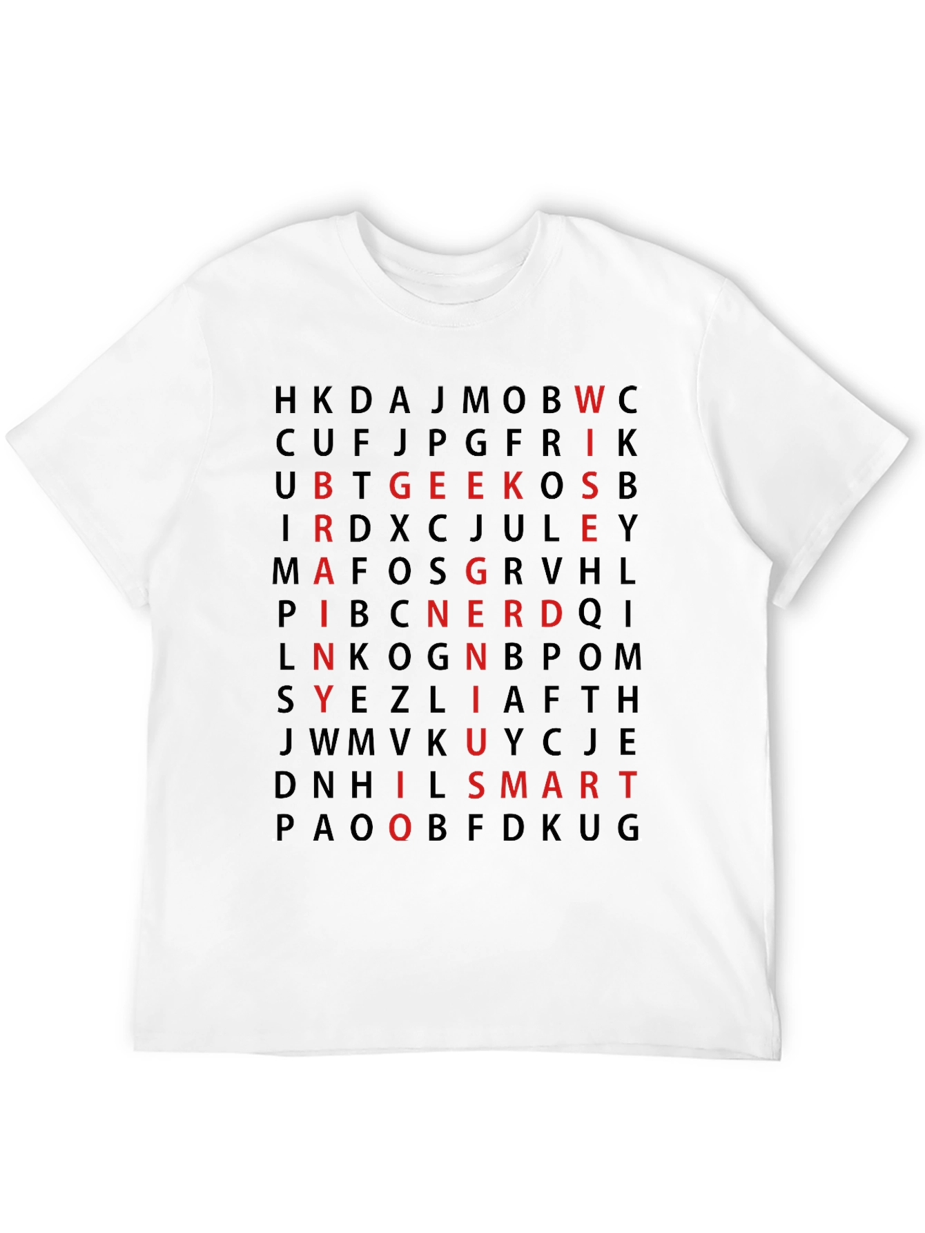 Geek Smart Nerd T-Shirt - Word Search Design