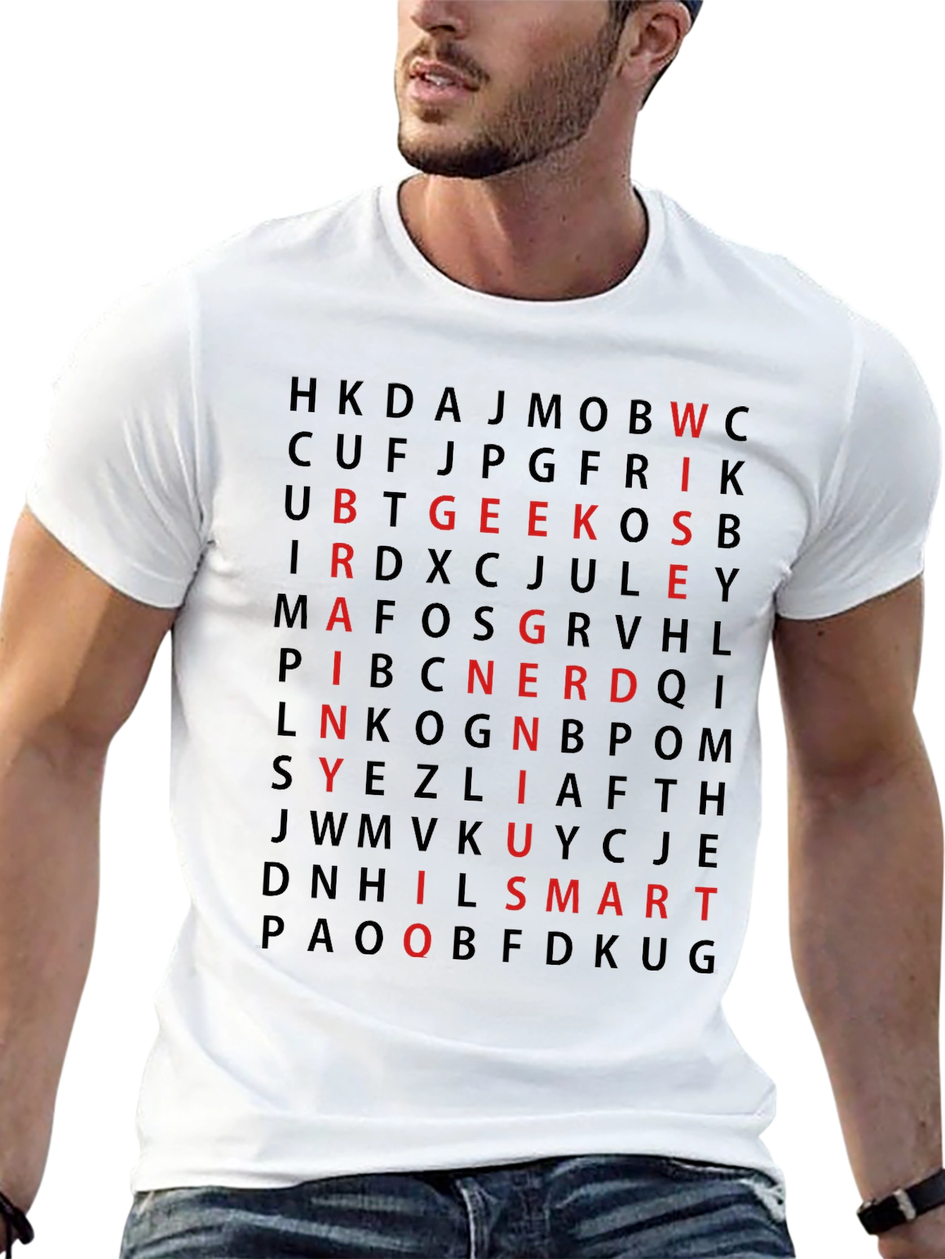 Geek Smart Nerd T-Shirt - Word Search Design