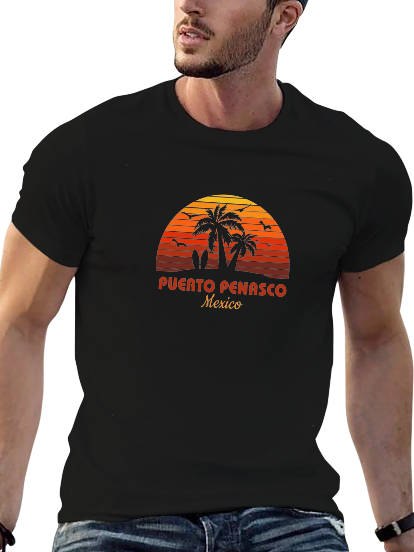 Puerto Penasco Mexico Retro Sunset Graphic T-Shirt