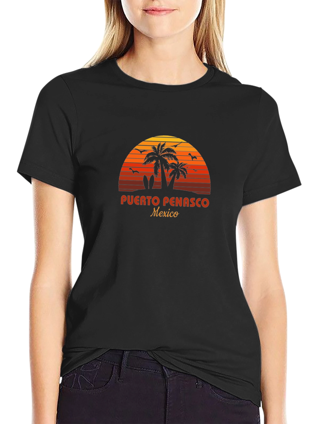 Puerto Penasco Mexico Retro Sunset Graphic T-Shirt