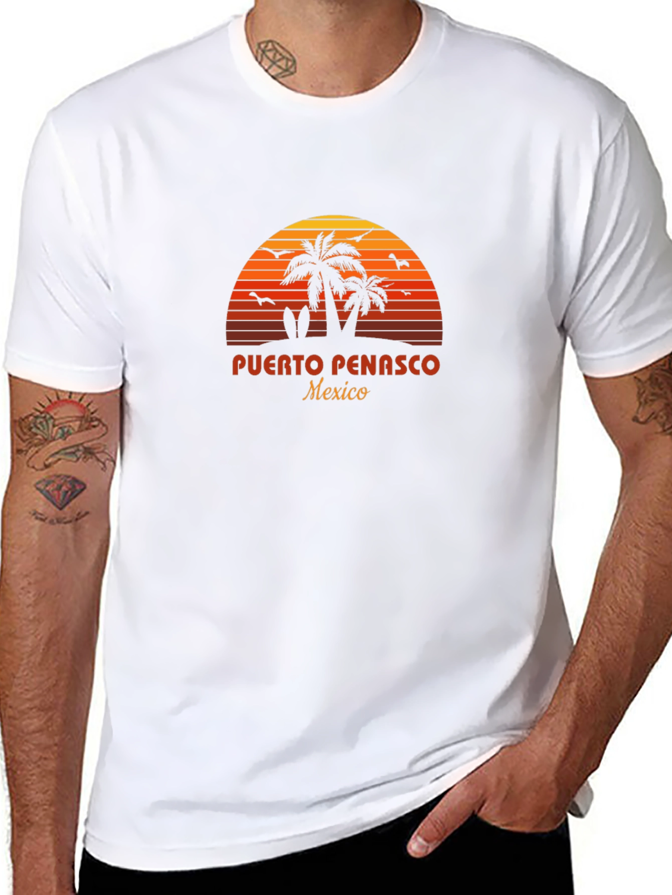 Puerto Penasco Mexico Retro Sunset Graphic T-Shirt