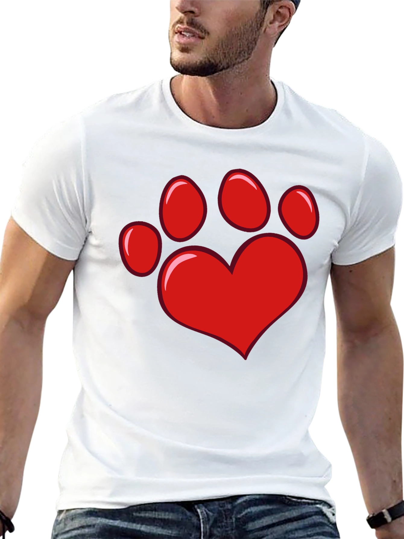 Heart Paw Print Black T-Shirt