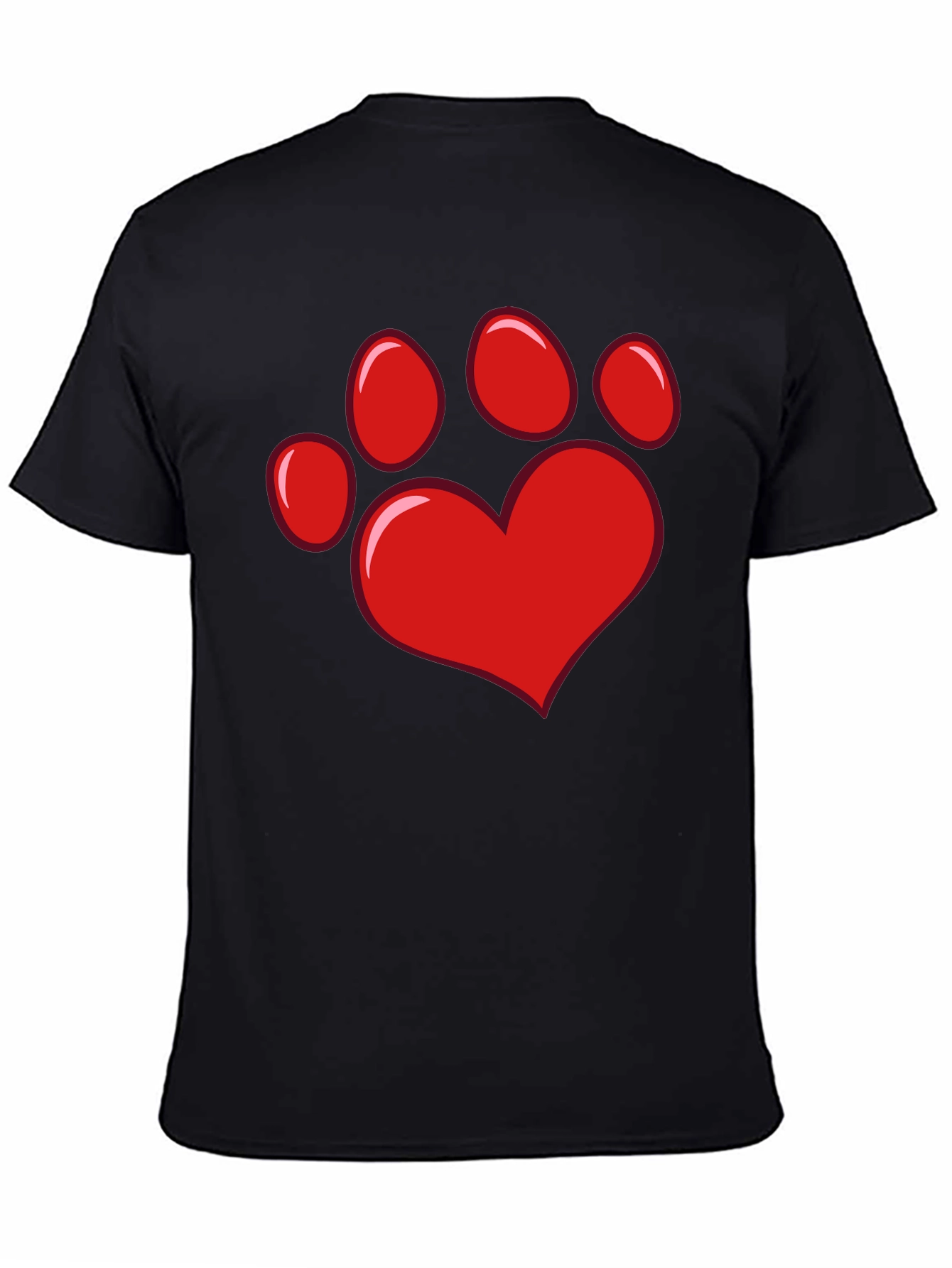 Heart Paw Print Black T-Shirt