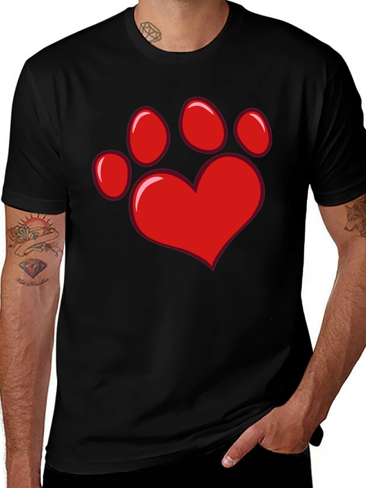 Heart Paw Print Black T-Shirt