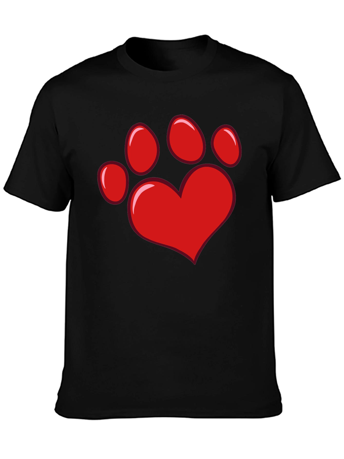 Heart Paw Print Black T-Shirt