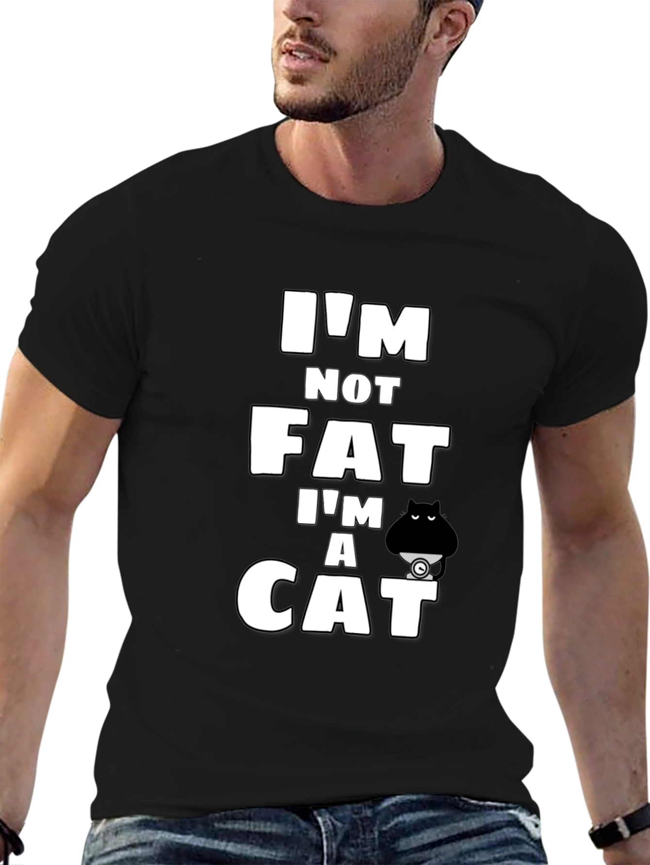 Im Not Fat Im A Cat T-Shirt - Black