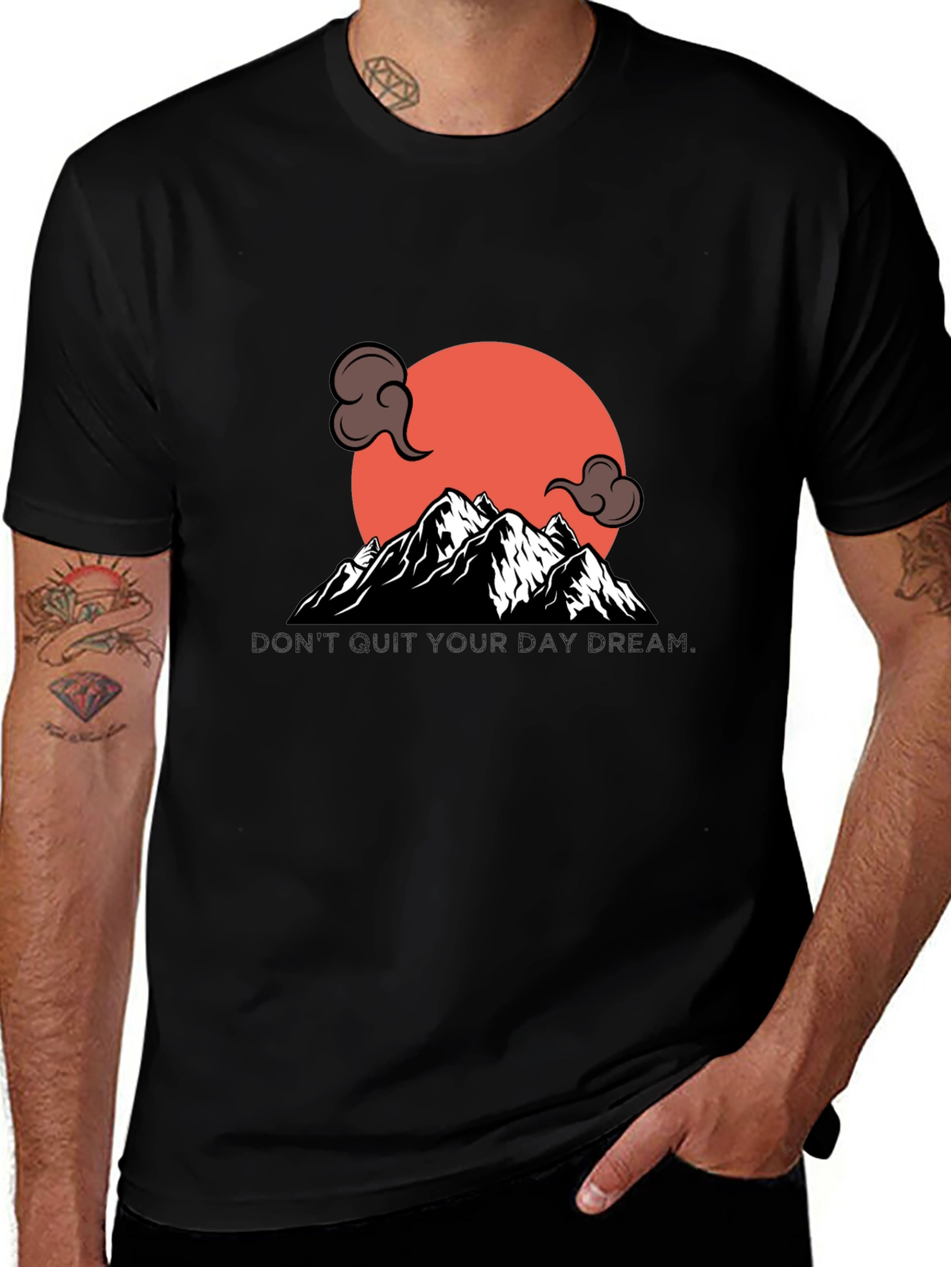 Mountain Sunset Graphic Tee - Stylish Black T-Shirt