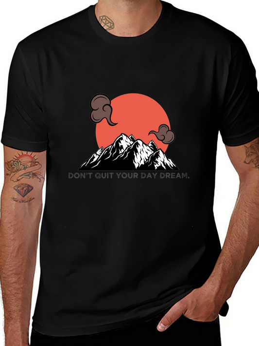 Mountain Sunset Graphic Tee - Stylish Black T-Shirt