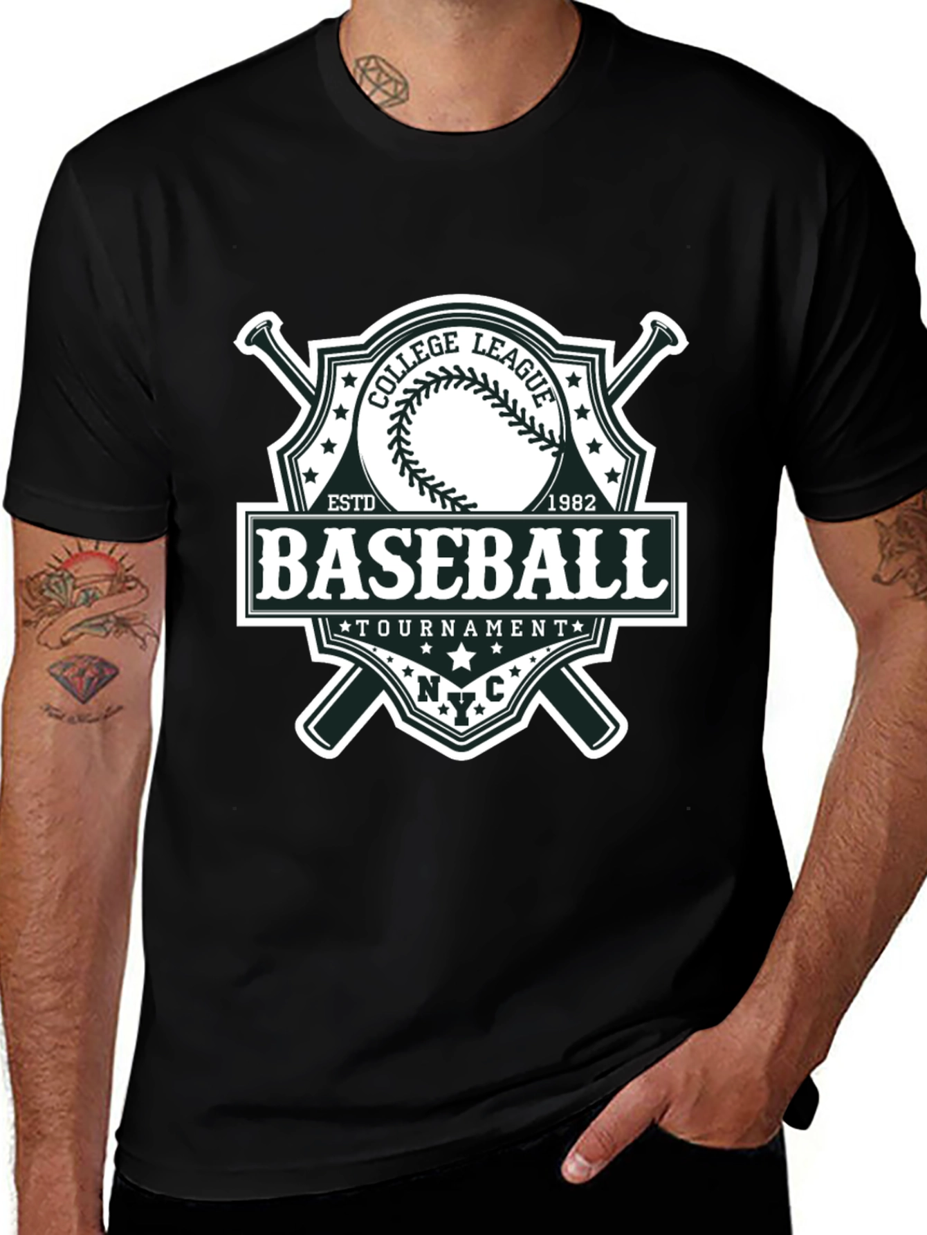 Baseball League Tournament Black T-Shirt