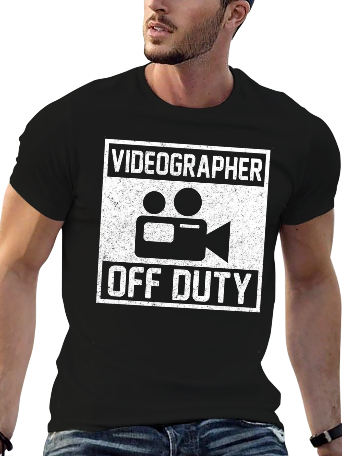 Videographer Off Duty Graphic T-Shirt - Black