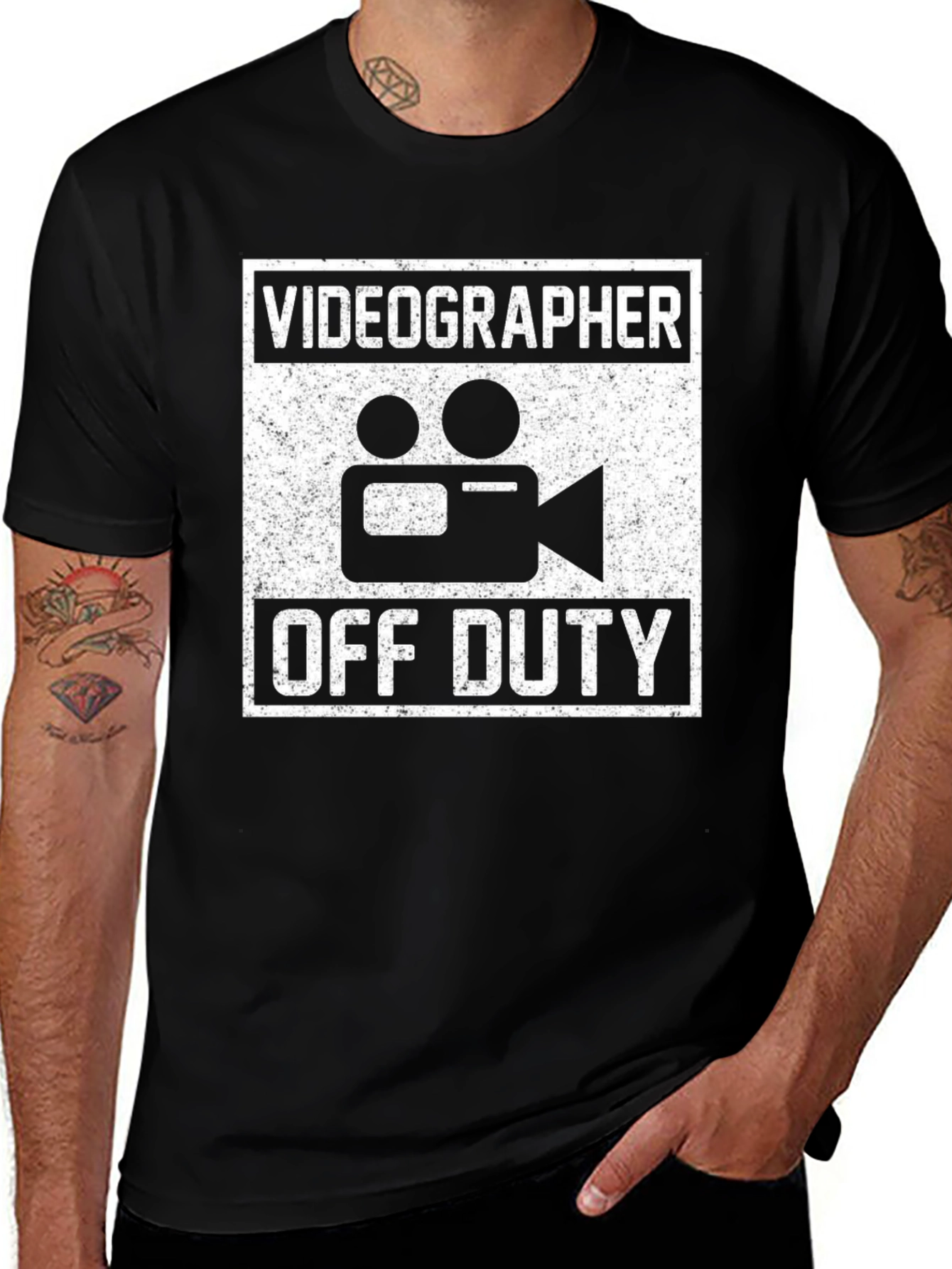 Videographer Off Duty Graphic T-Shirt - Black