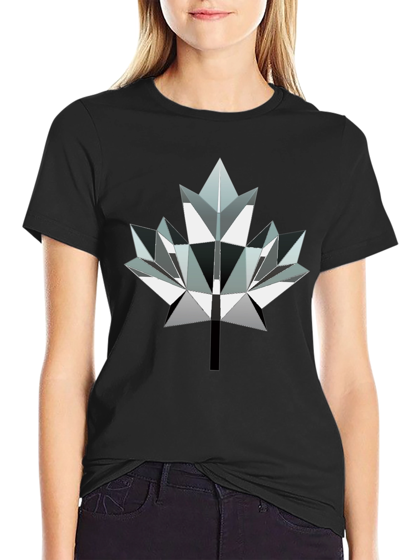 Geometric Maple Leaf Graphic Tee - Modern Canada Style