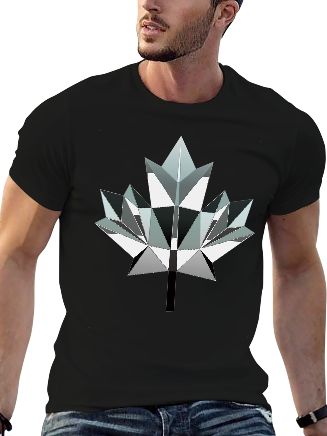 Geometric Maple Leaf Graphic Tee - Modern Canada Style