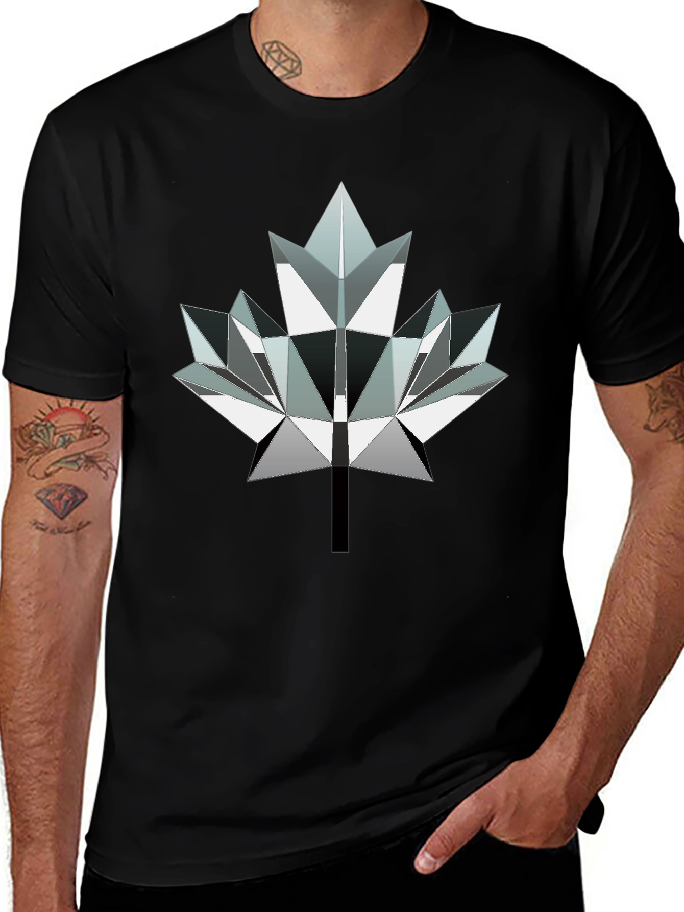 Geometric Maple Leaf Graphic Tee - Modern Canada Style