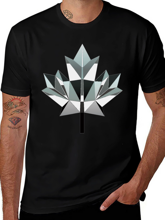Geometric Maple Leaf Graphic Tee - Modern Canada Style