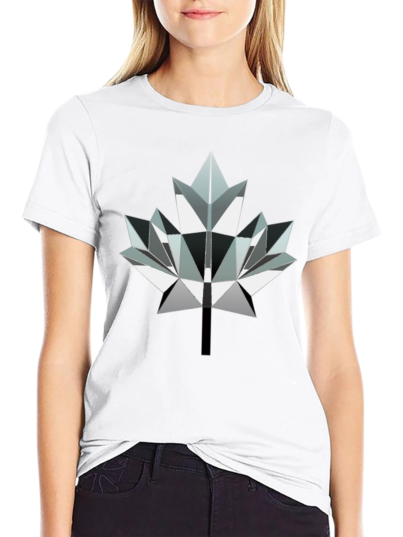 Geometric Maple Leaf Graphic Tee - Modern Canada Style