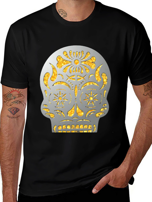 Sugar Skull Graphic Tee - Black Cotton Casual Shirt