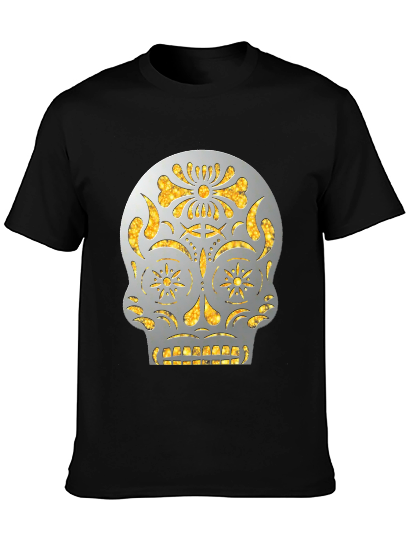 Sugar Skull Graphic Tee - Black Cotton Casual Shirt