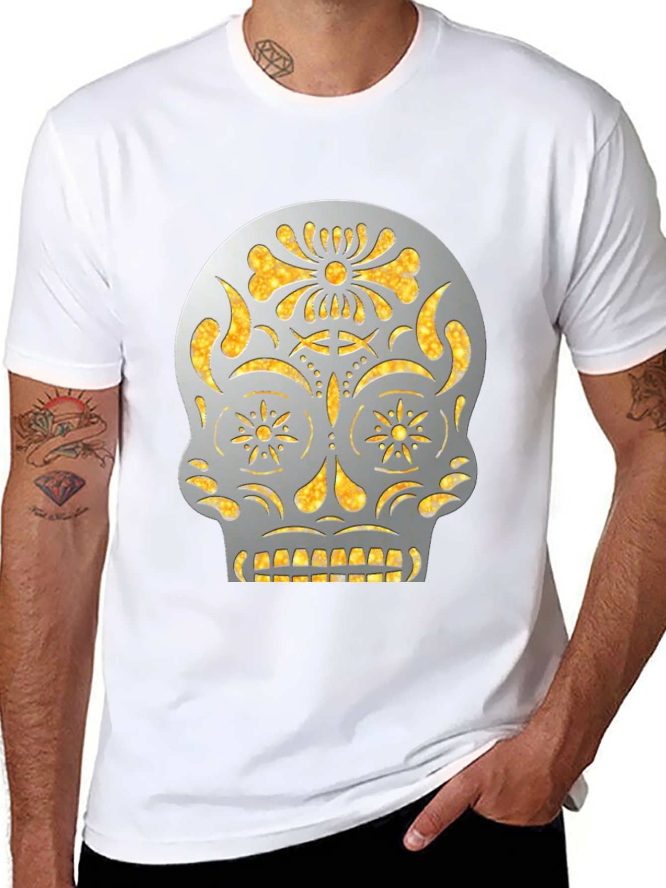 Sugar Skull Graphic Tee - Black Cotton Casual Shirt