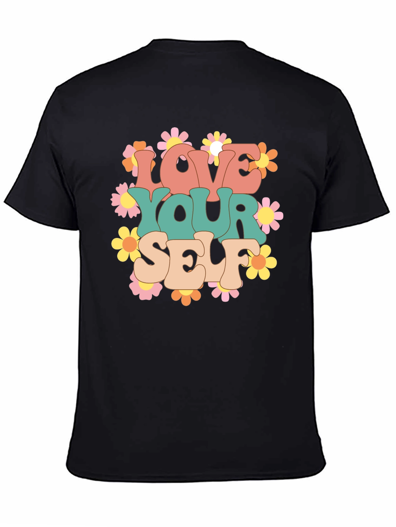 Love Yourself Graphic Tee - Retro Floral Design
