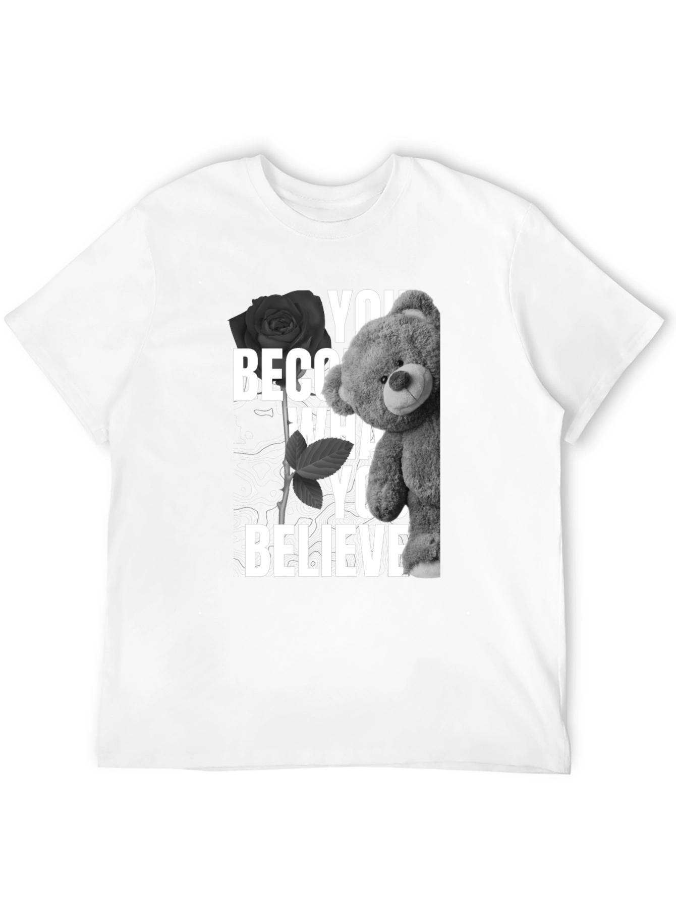 Believe Teddy Bear Rose Graphic Tee