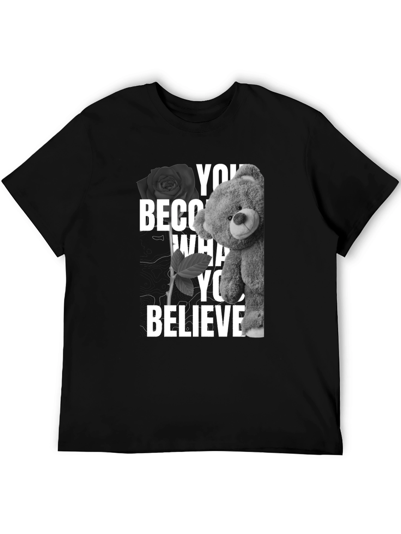 Believe Teddy Bear Rose Graphic Tee