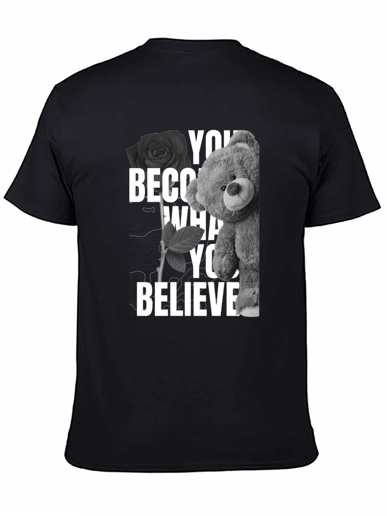 Believe Teddy Bear Rose Graphic Tee