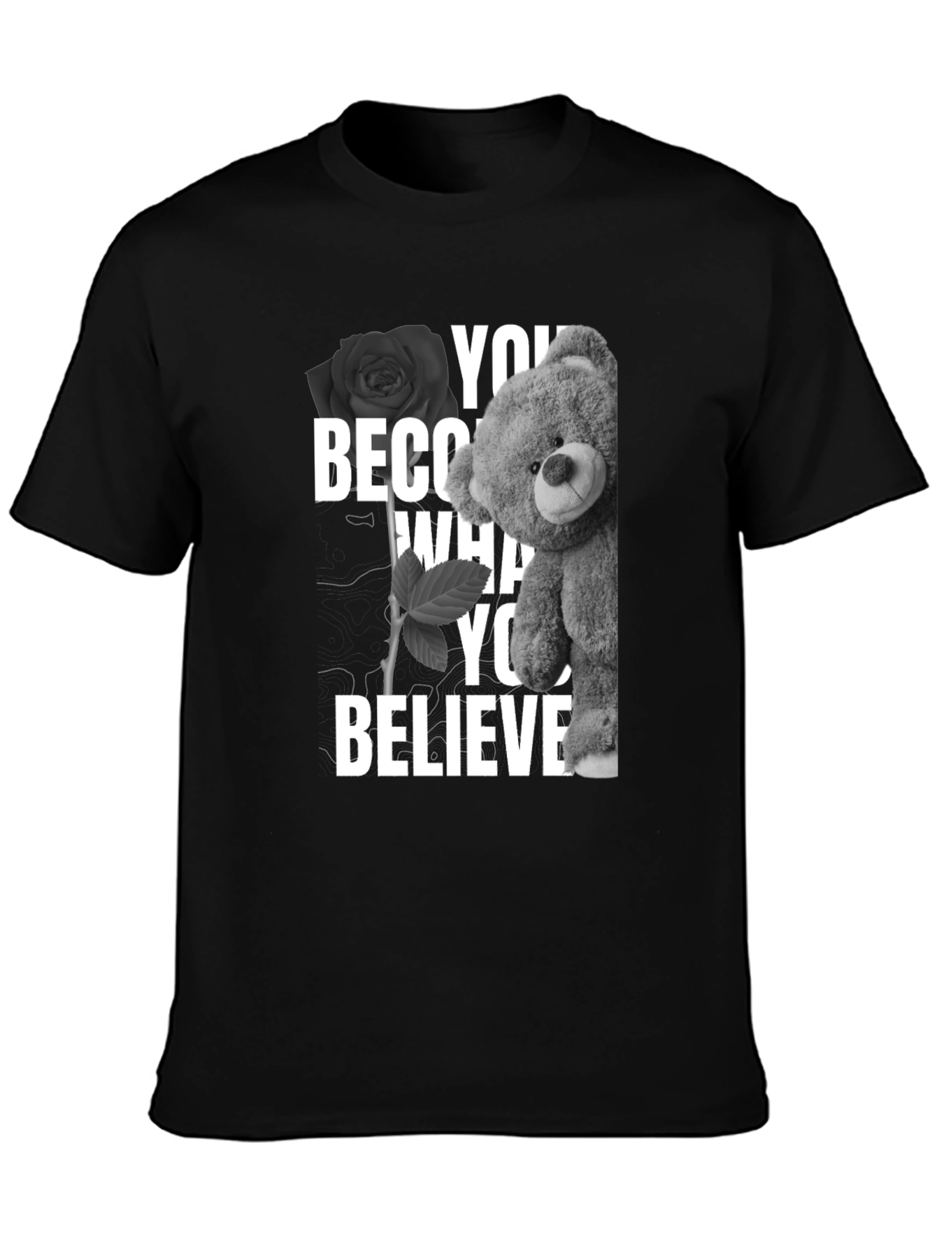 Believe Teddy Bear Rose Graphic Tee