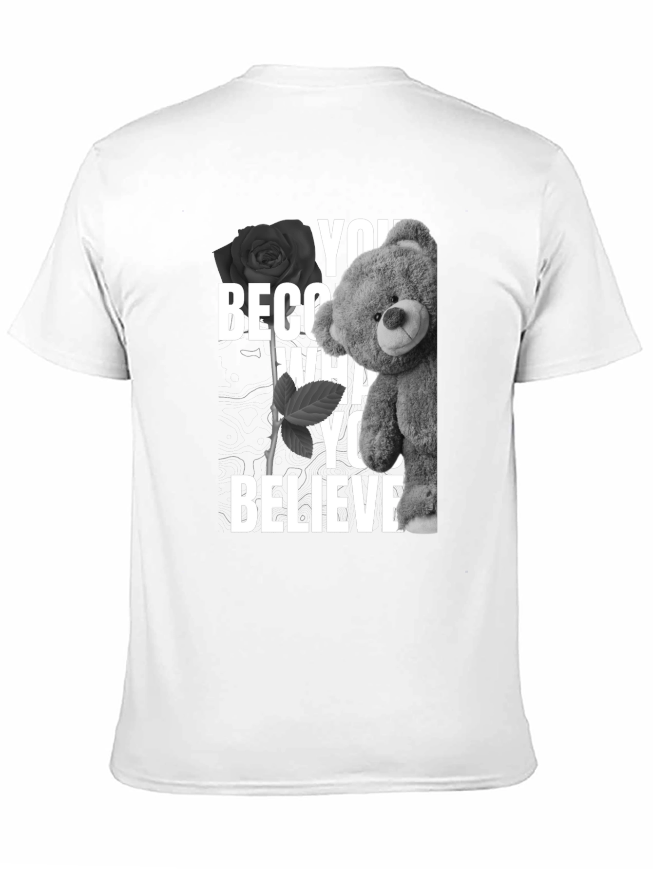 Believe Teddy Bear Rose Graphic Tee