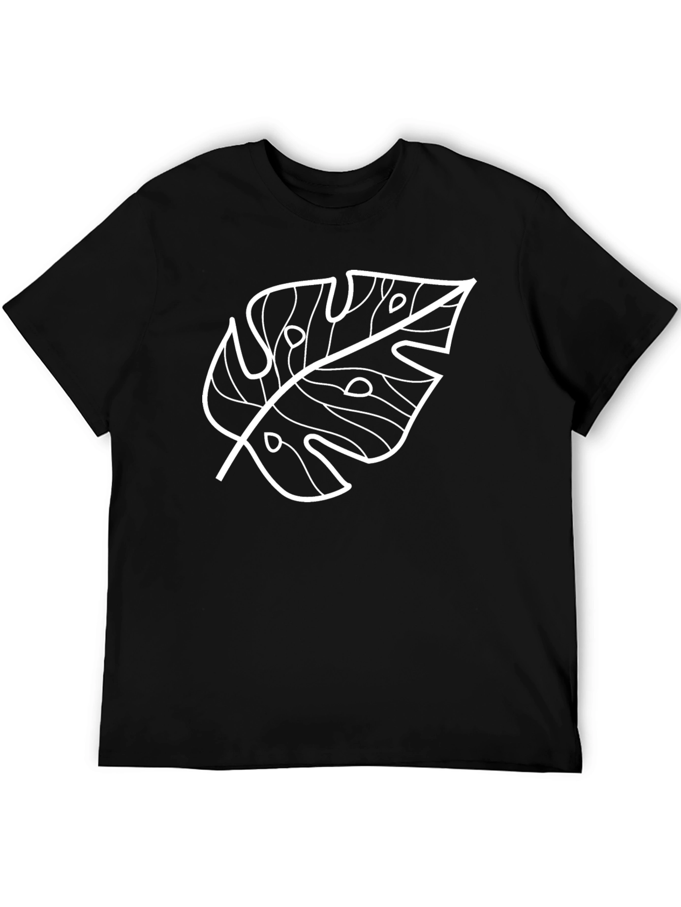 Tropical Monstera Leaf Graphic Tee - Black