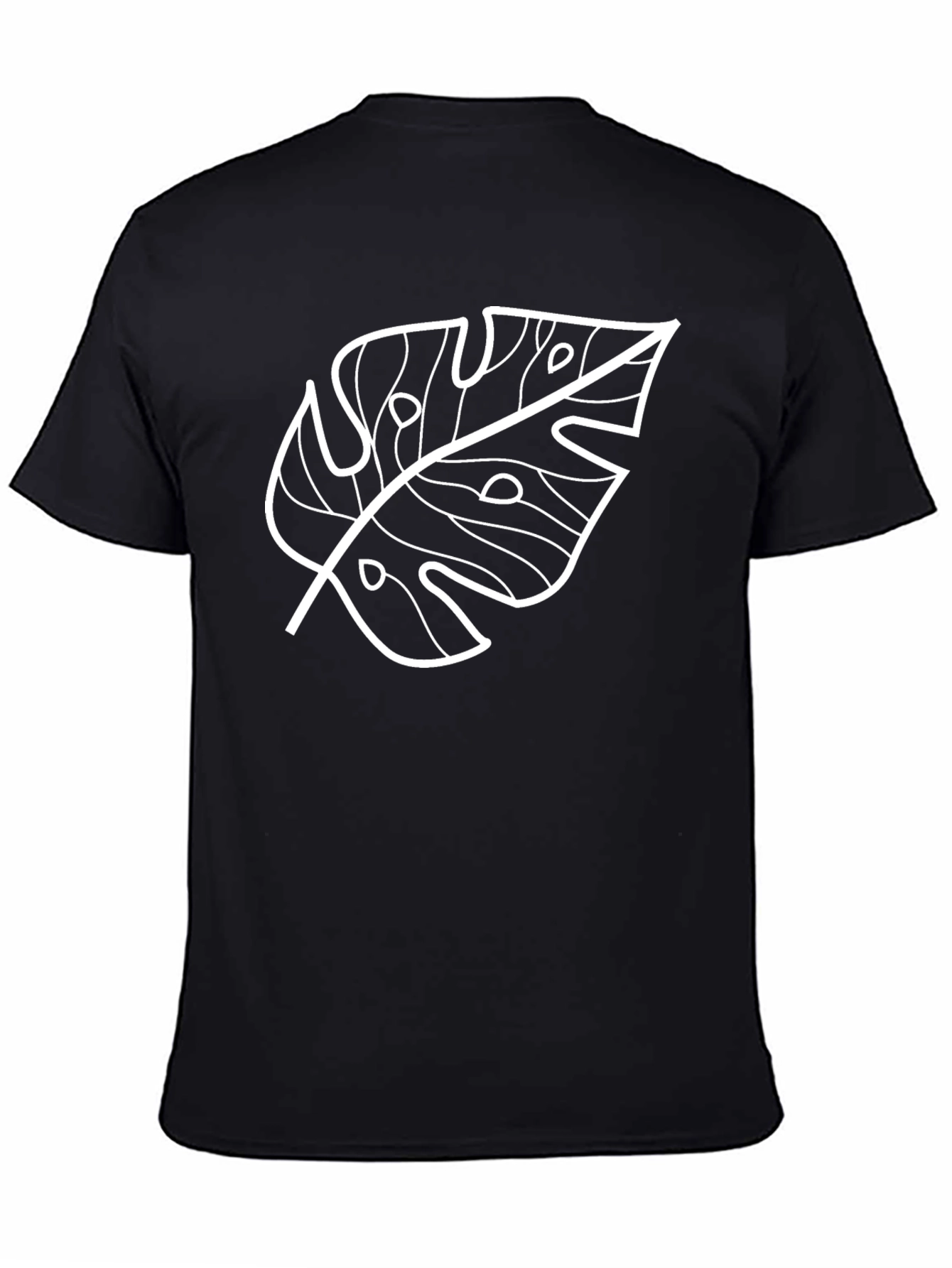 Tropical Monstera Leaf Graphic Tee - Black