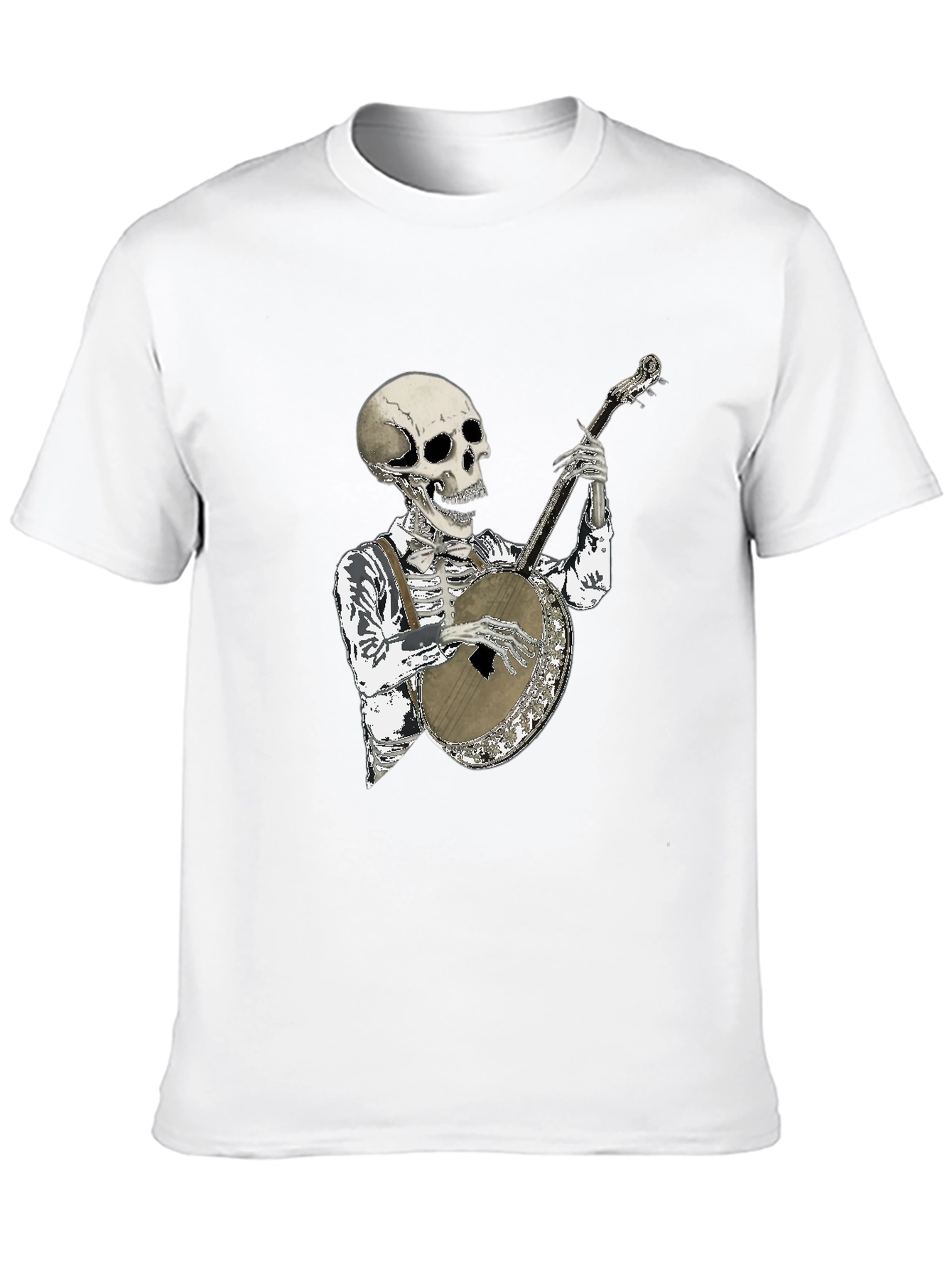 Skeleton Banjo Player Graphic T-Shirt