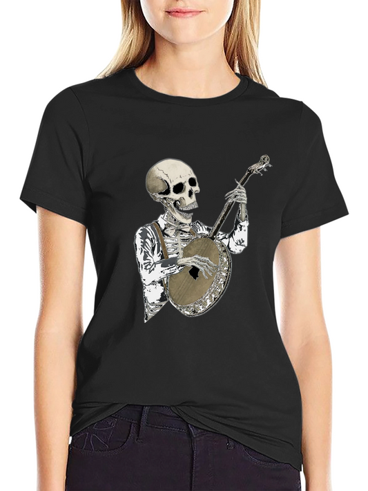 Skeleton Banjo Player Graphic T-Shirt