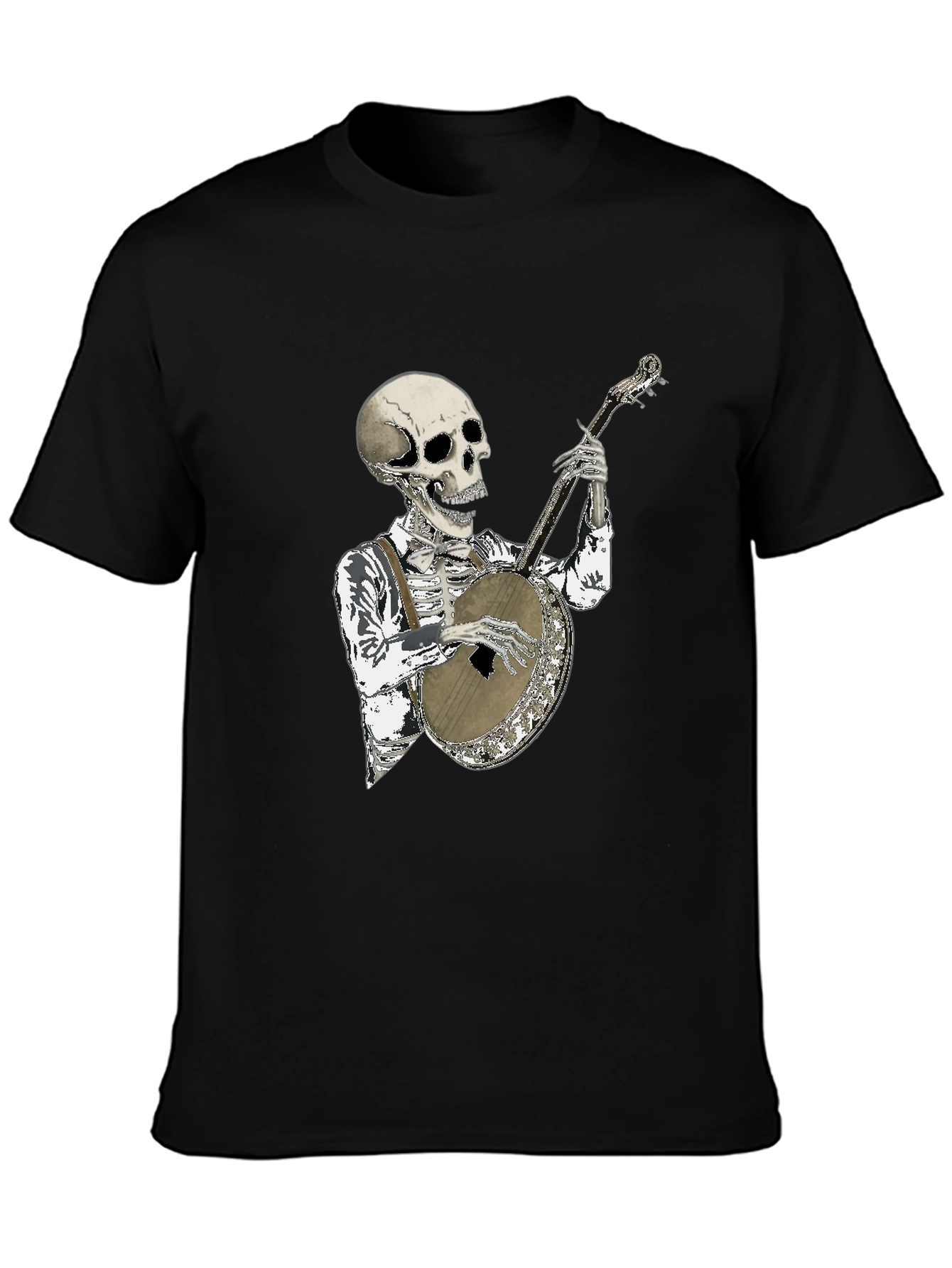 Skeleton Banjo Player Graphic T-Shirt
