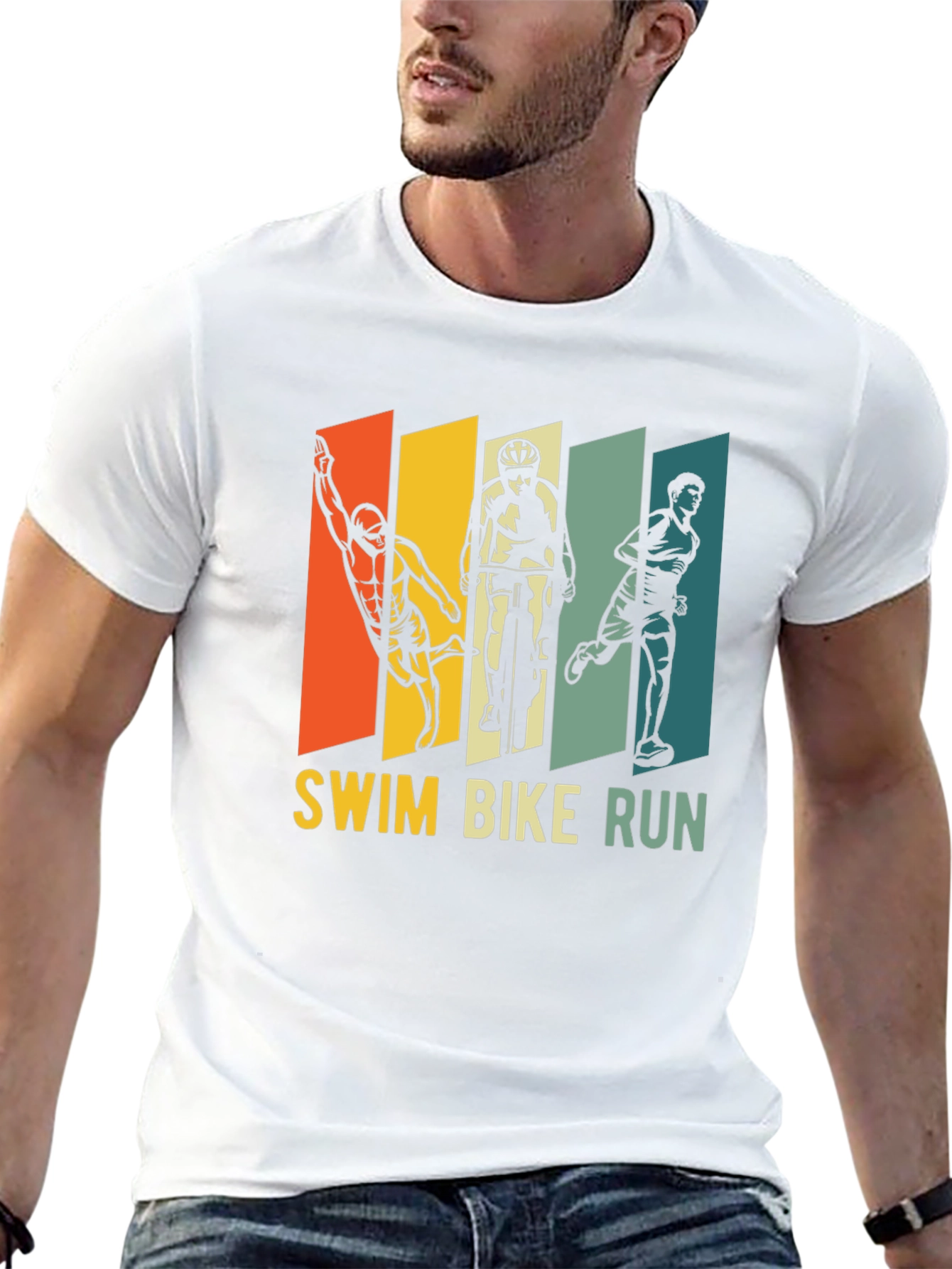 Triathlon T-Shirt: Swim Bike Run - Sporty Design