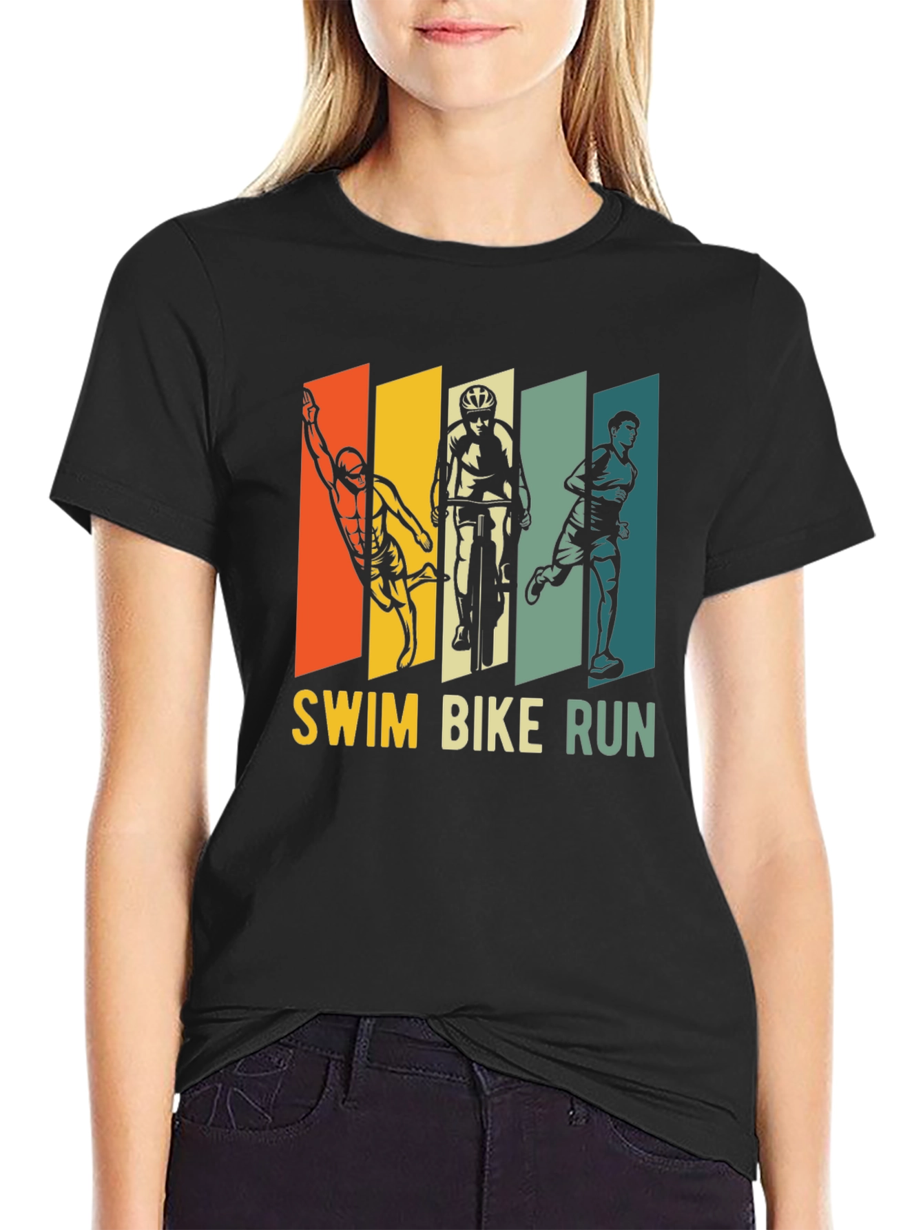 Triathlon T-Shirt: Swim Bike Run - Sporty Design