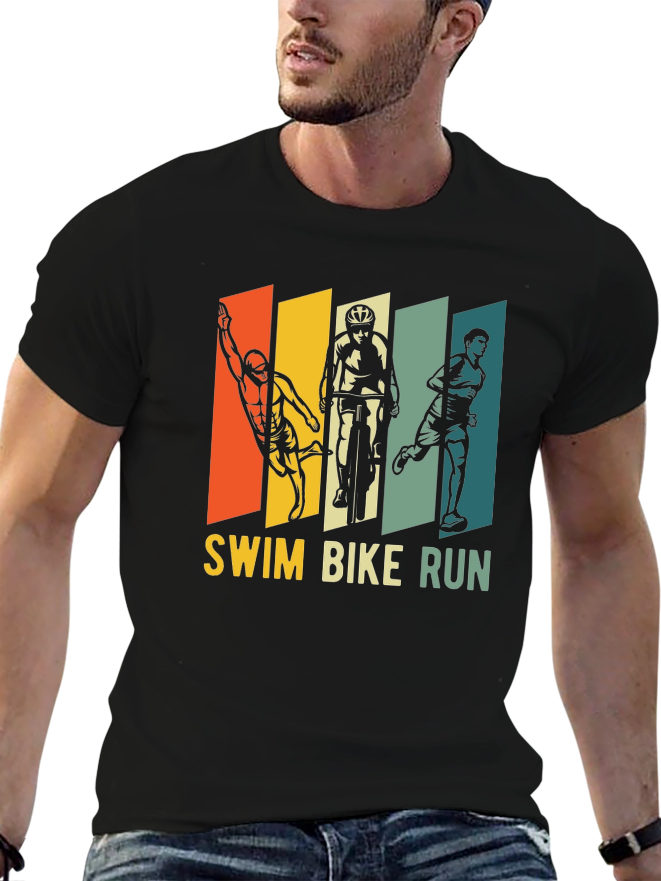 Triathlon T-Shirt: Swim Bike Run - Sporty Design