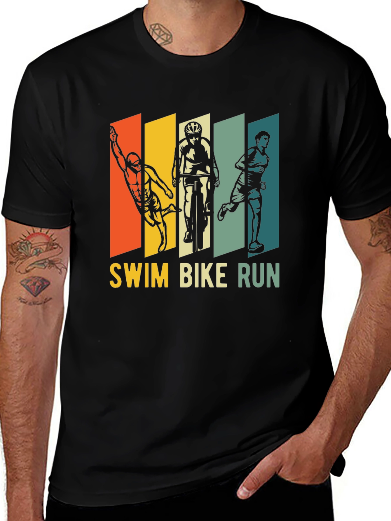 Triathlon T-Shirt: Swim Bike Run - Sporty Design