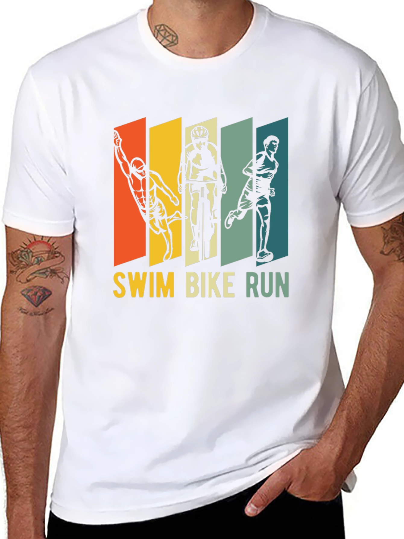Triathlon T-Shirt: Swim Bike Run - Sporty Design