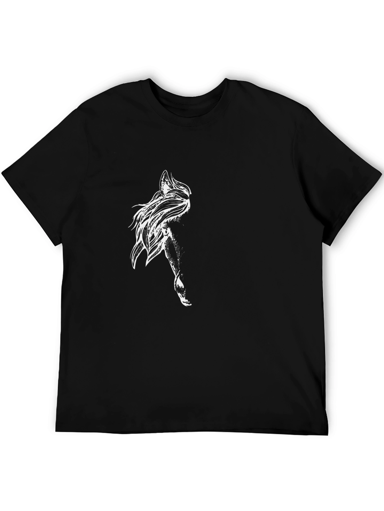 Mens Black Graphic Tee - Abstract Art