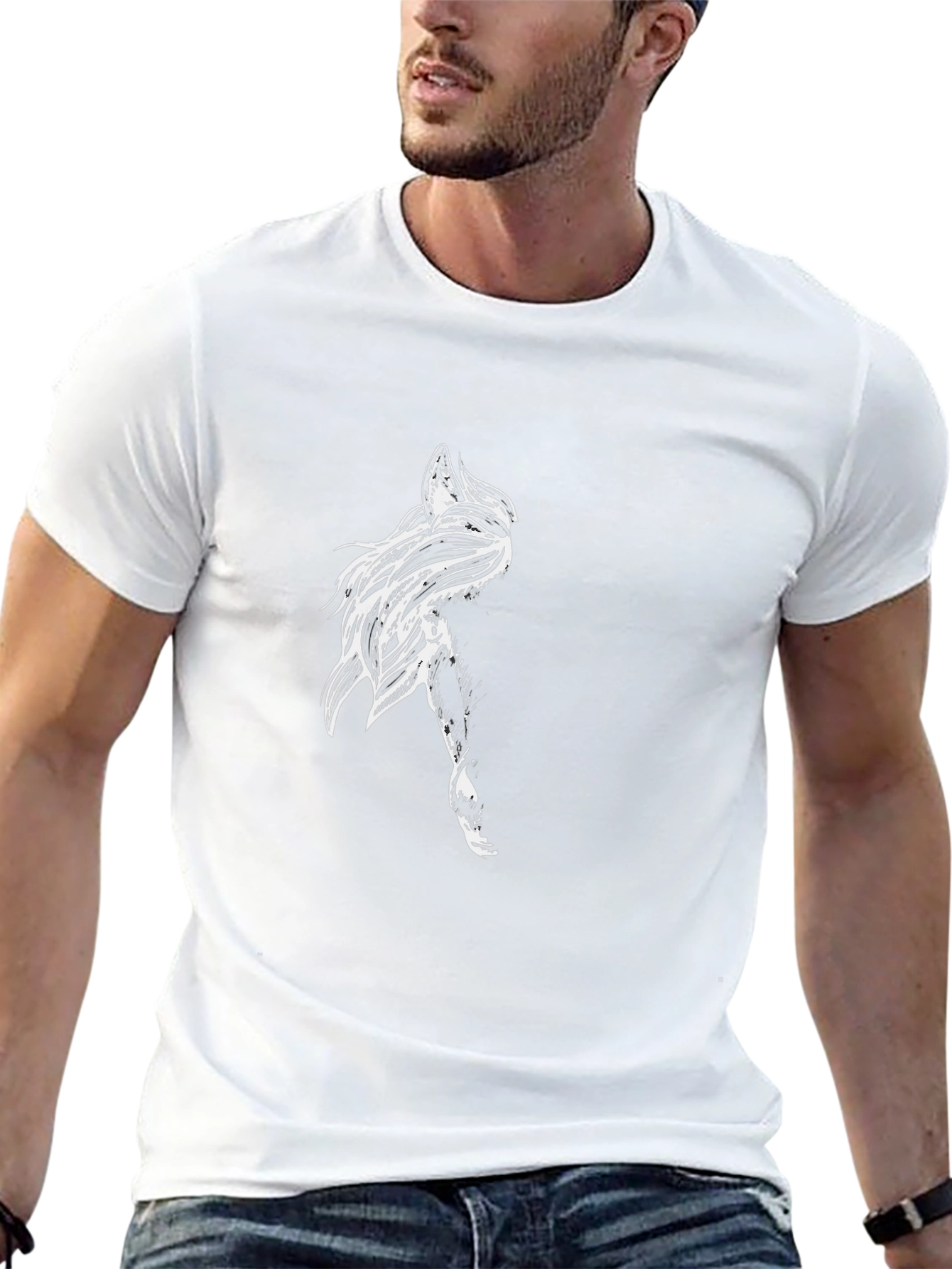 Mens Black Graphic Tee - Abstract Art